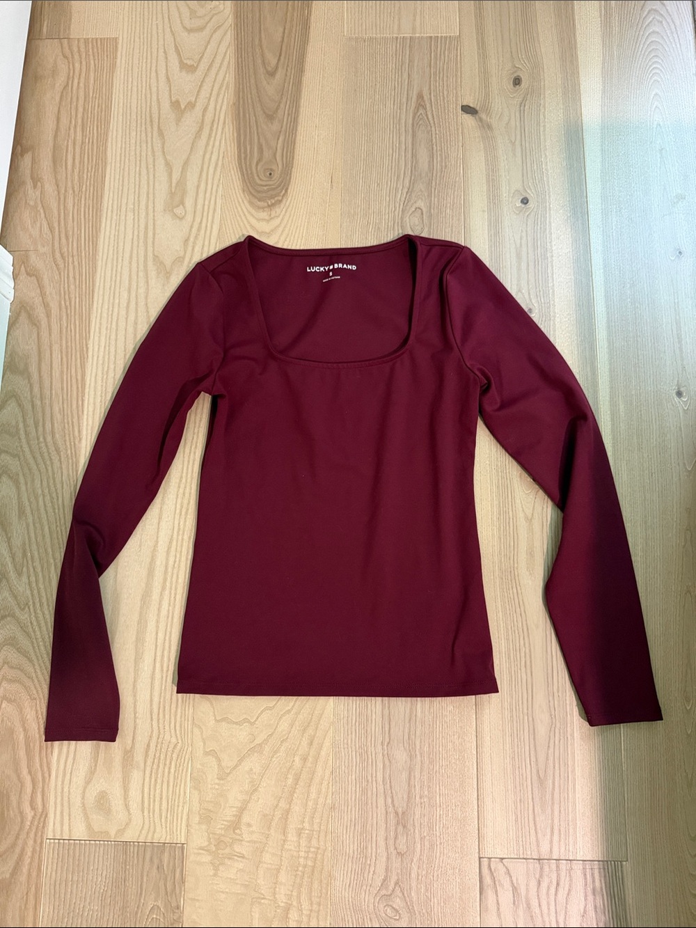 Lucky Brand Burgundy Square-Neck Long Sleeve Top